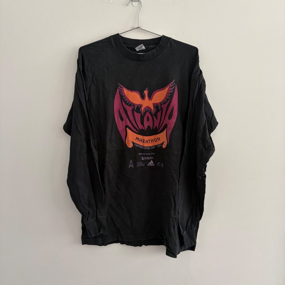 Vintage 1994 Atlanta Marathon Long Sleeve T-Shirt Black XL Fruit of the Loom